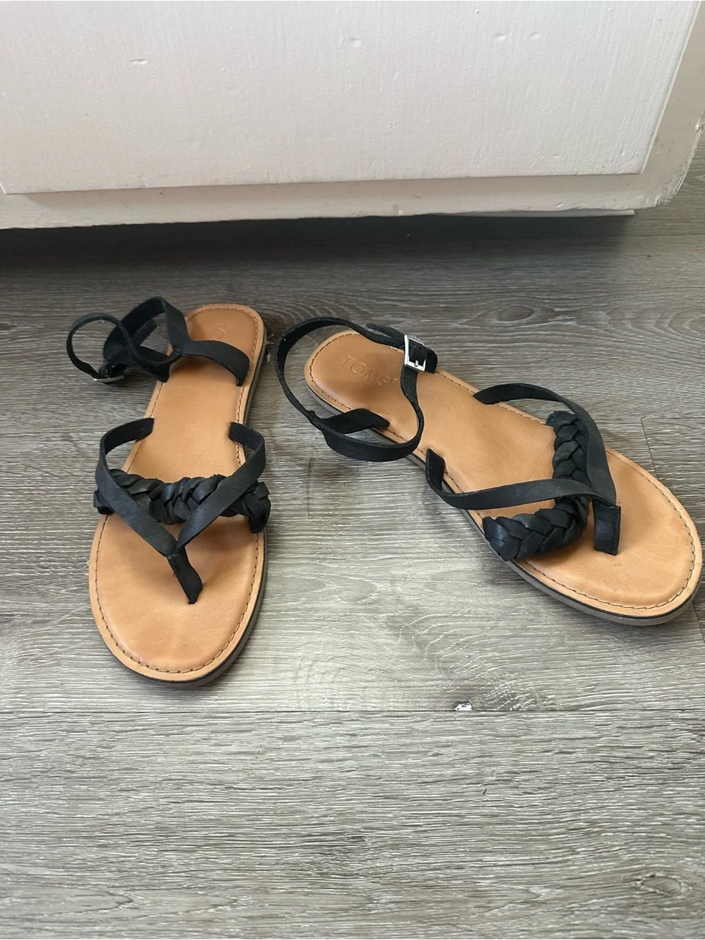 Toms Black Braided Ankle-Strap Sandals - Picture 2 of 7